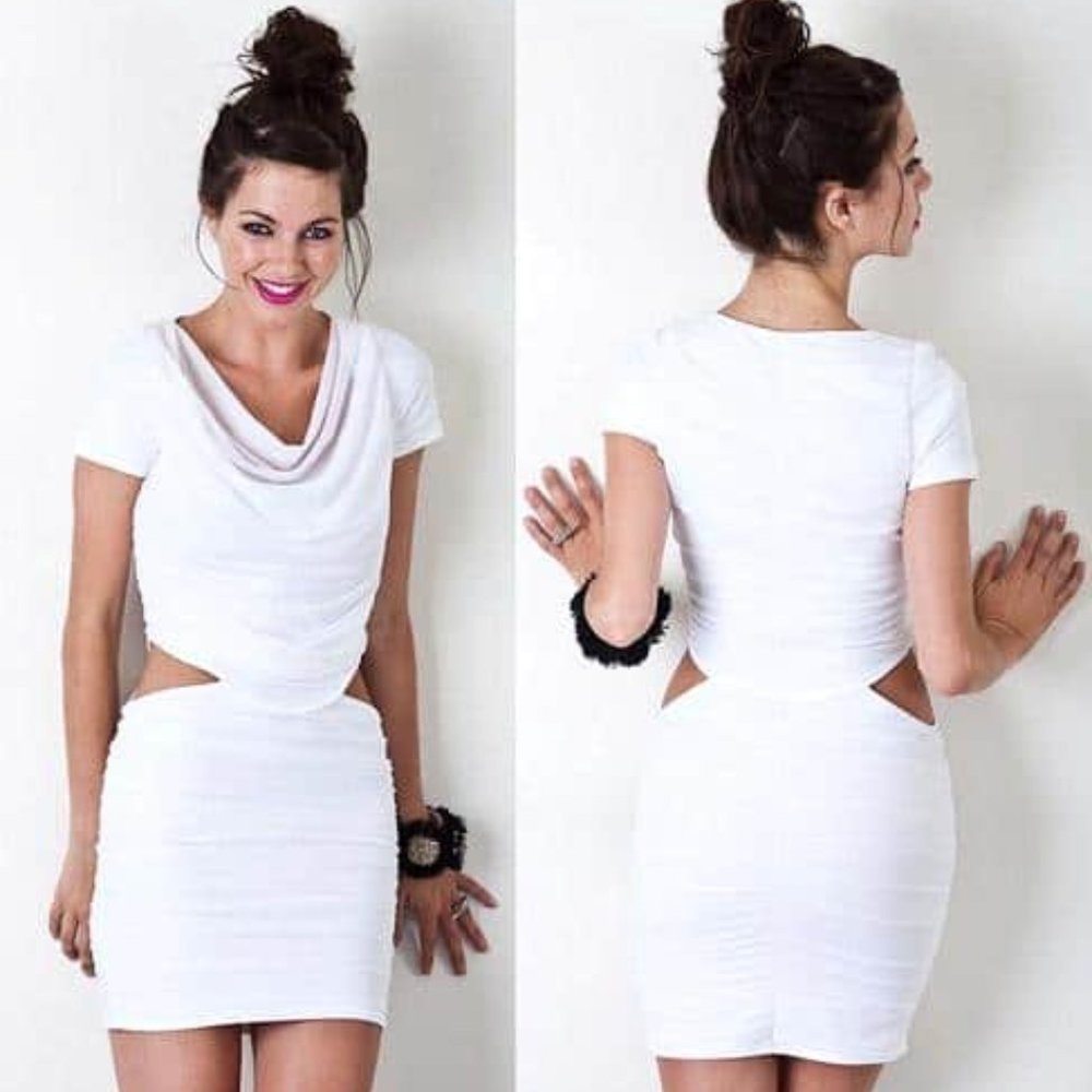 Boulee white blake cutout ruched dress